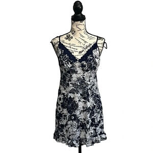 Mark/Avon Floral Sheer Lace Slip Dress Womens Mini Party Club Night Out L  Vtg